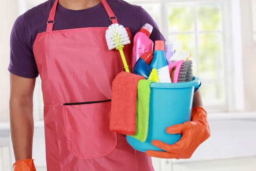 Professional window cleaning equipment used on a house in SW20
