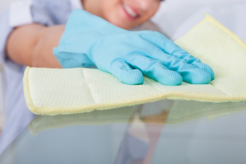 Professional cleaners maintaining a tidy office space in SW20