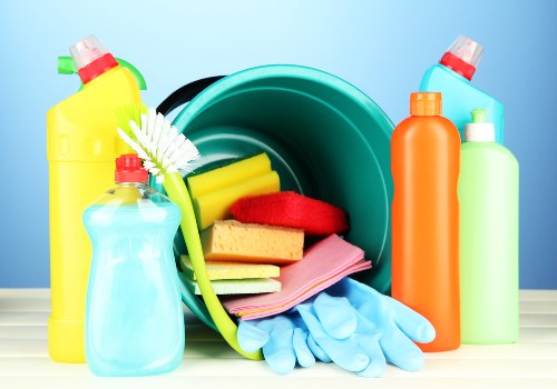 Carpet cleaning staff using protective equipment and careful methods
